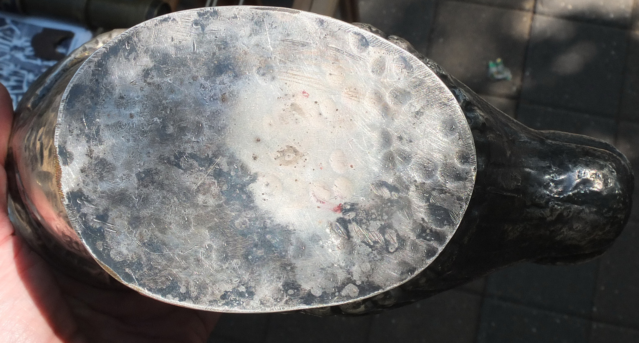 ритон Голова Барана, латунь, глубокое серебрение, музейная копия  фото 6