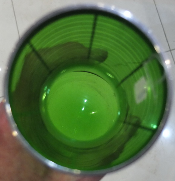 ваза зелёное стекло, серебро, высота 26 см фото 3