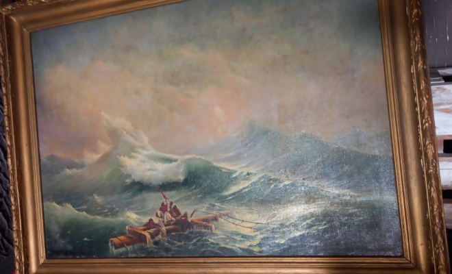 картина Море в шторм, холст, масло, копия, 1945 год