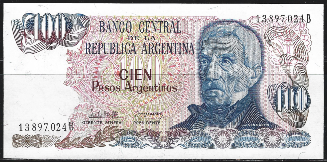 Аргентина. 100 песо. 1983 - 1984 гг. XF. В1-463