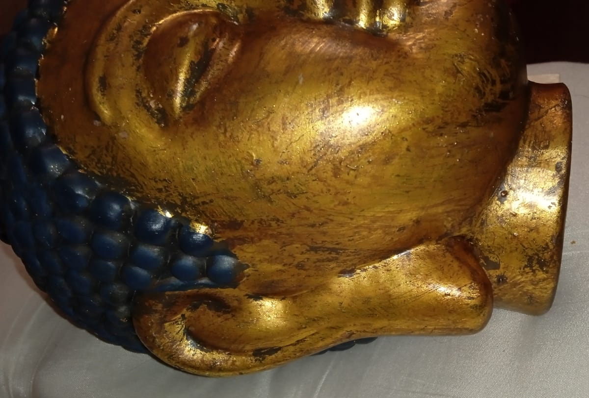 бюст Будда, терракота,  золочение, старый, высота 30 см фото 2