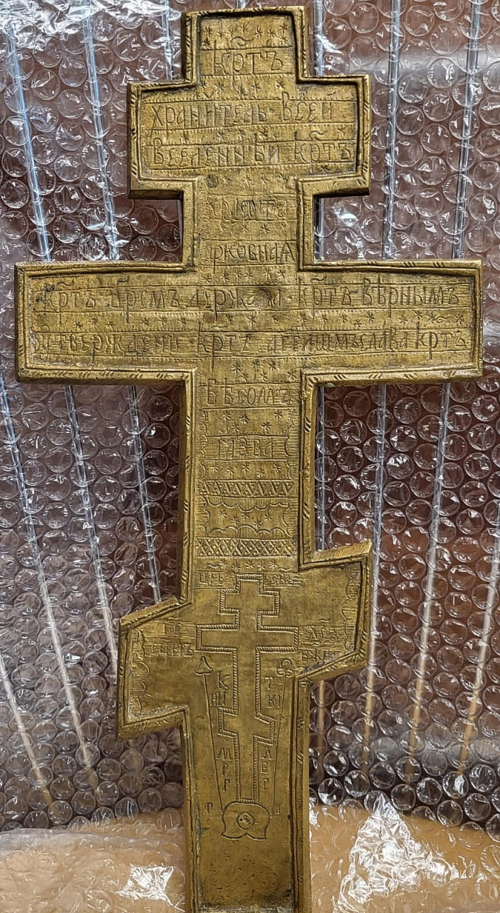 крест медный в многоцветных эмалях,большой, идеальный сохран, 19 век фото 3