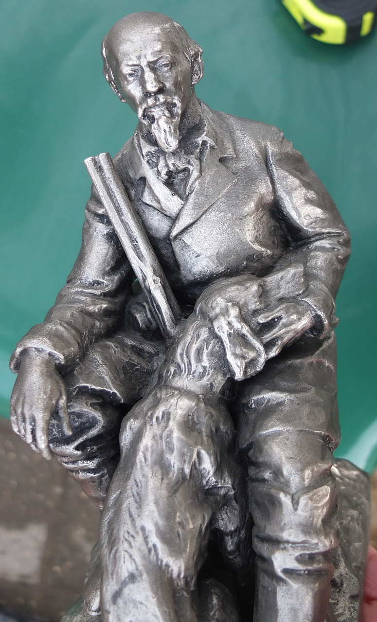 силуминовая статуэтка Некрасов на охоте, СССР фото 5