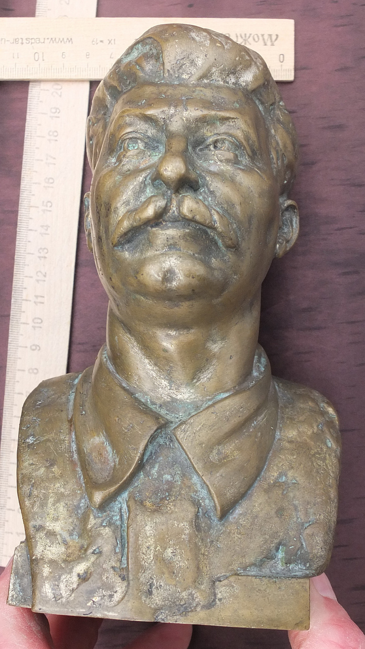 бронзовый бюст Сталин, прижизненный, высота 23 см фото 2