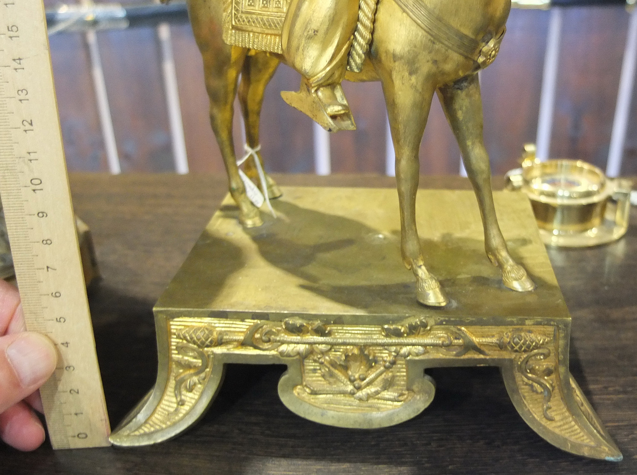 бронзовая статуэтка Араб на коне, бронза, золочение старинная фото 6