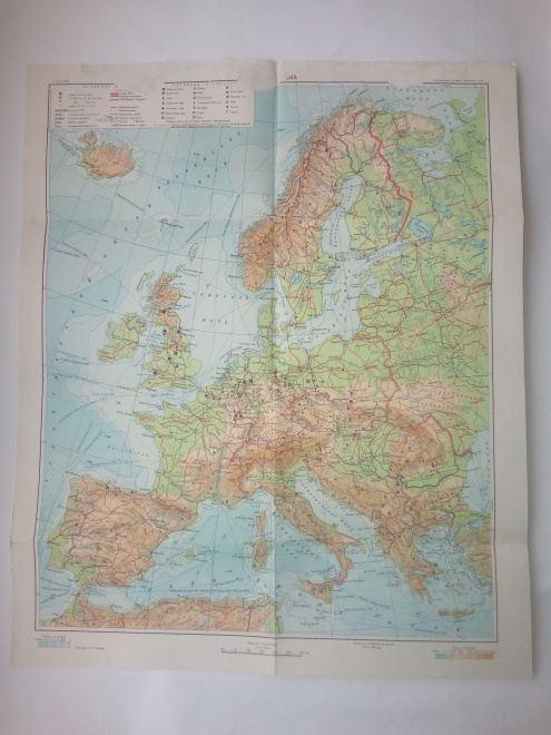 "Карта Западаная европа " Экономическая география зарубежных стран. Учпедгиз, 1957 год.
