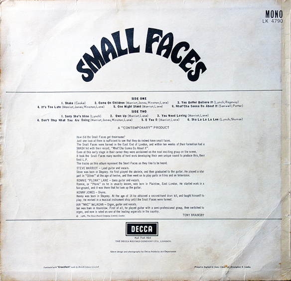 Small Faces - Small Faces - Mono Uk 1966 LP фото 3