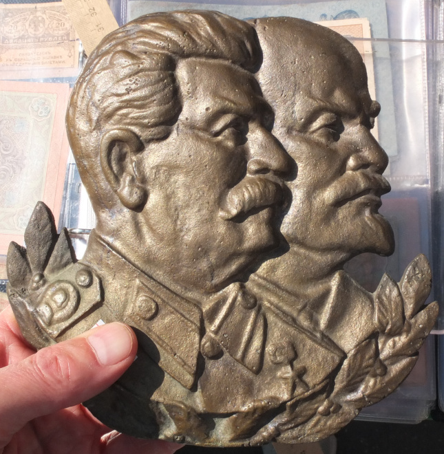 бронзовый барельеф Ленин, Сталин, ранние советы