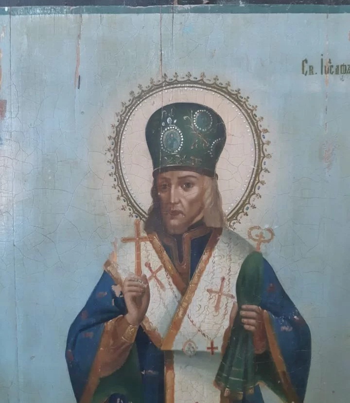икона Святой Иоасаф Белгородский, большая, монастырская, 19 век