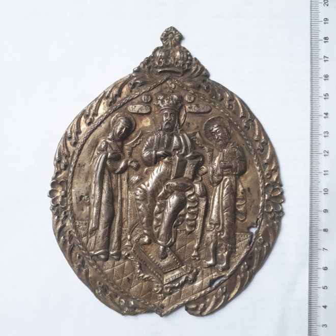 Серебряная накладка на Евангелие "Деисус", серебро, 18 век