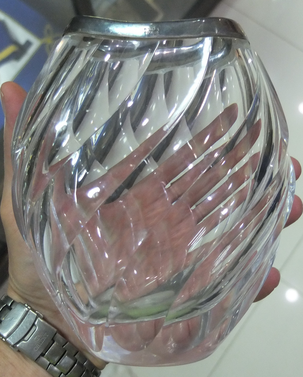 декоративная ваза,стекло,стерлинговое серебро 925 пробы, авторская ваза,  Англия фото 5