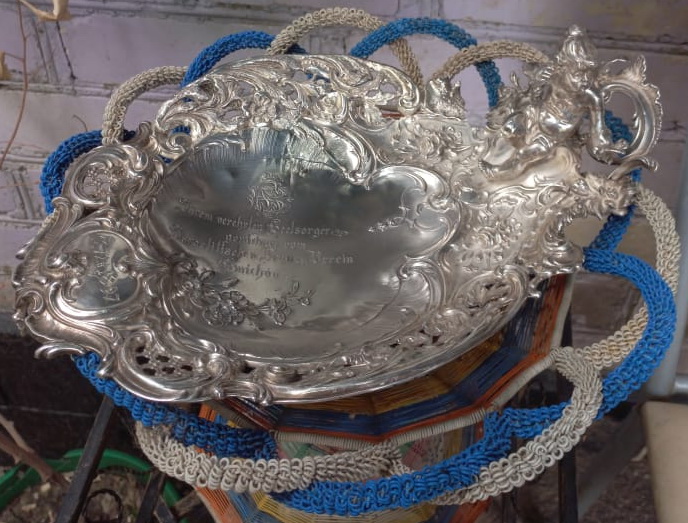 серебряная ваза для фруктов и прочего, серебро 800 проба, Германия фото 4