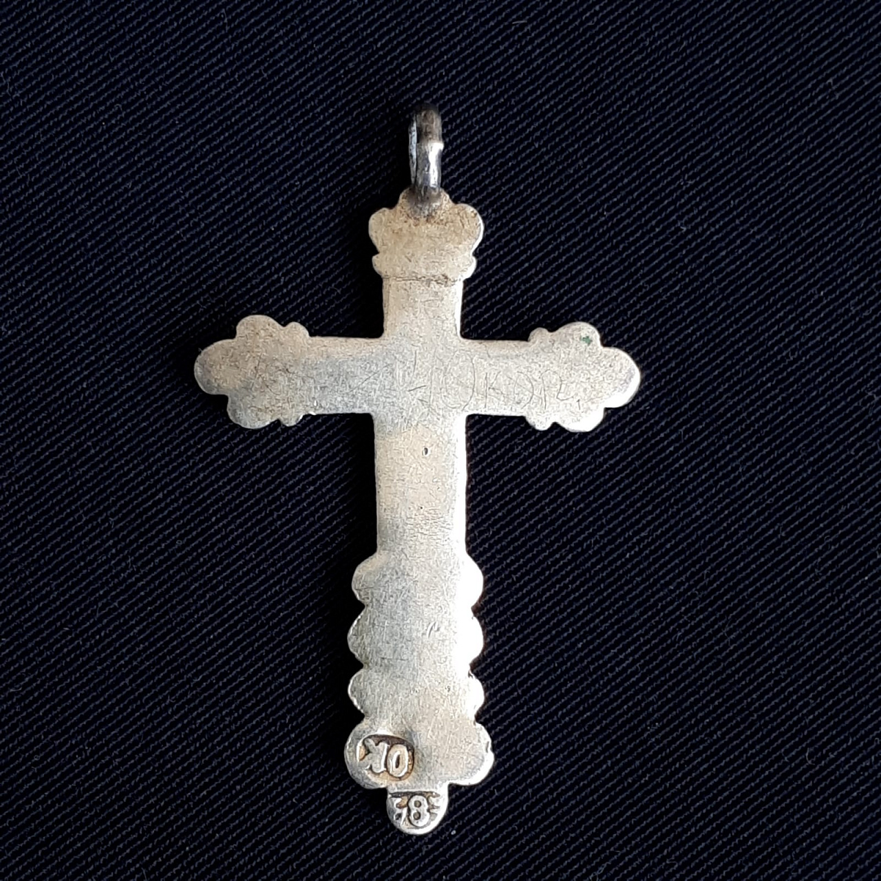 Старинный серебряный 84 пробы нательный крест. Золочение фото 2