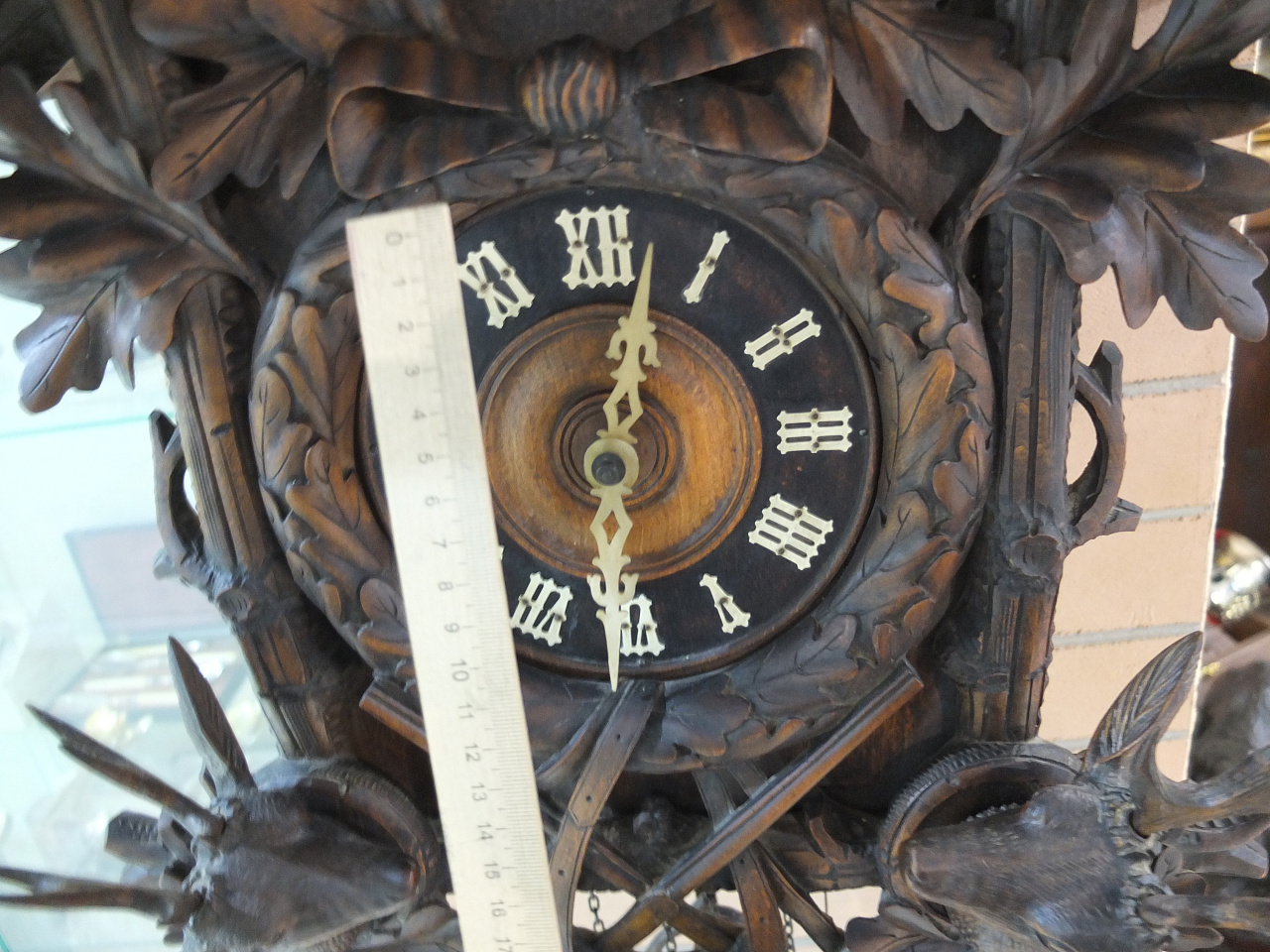 часы охотничья тематика настенные в деревянном корпусе, старинные,  рабочие, Европа фото 6