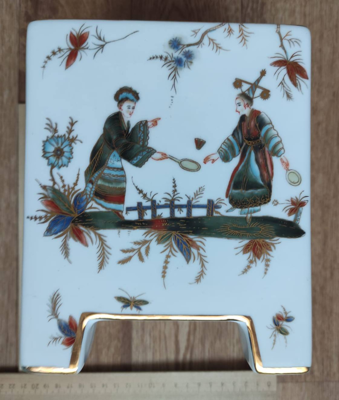 ваза китайская, авторская ручная роспись эмалевыми красками, старая, винтаж