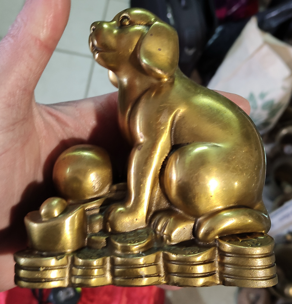 бронзовая статуэтка Пёс Будды, символ благополучия