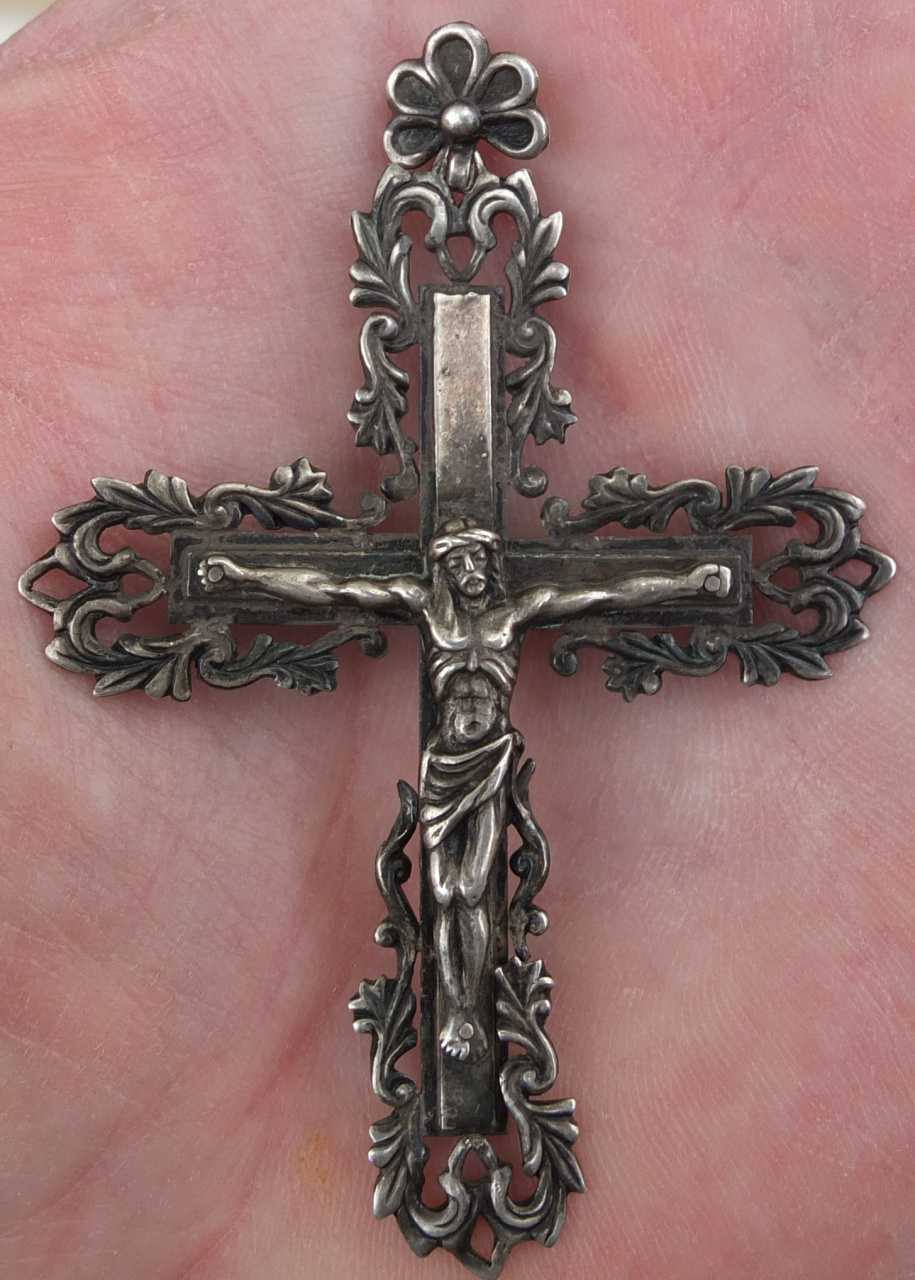 серебряный крест распятие, серебро 875 проба