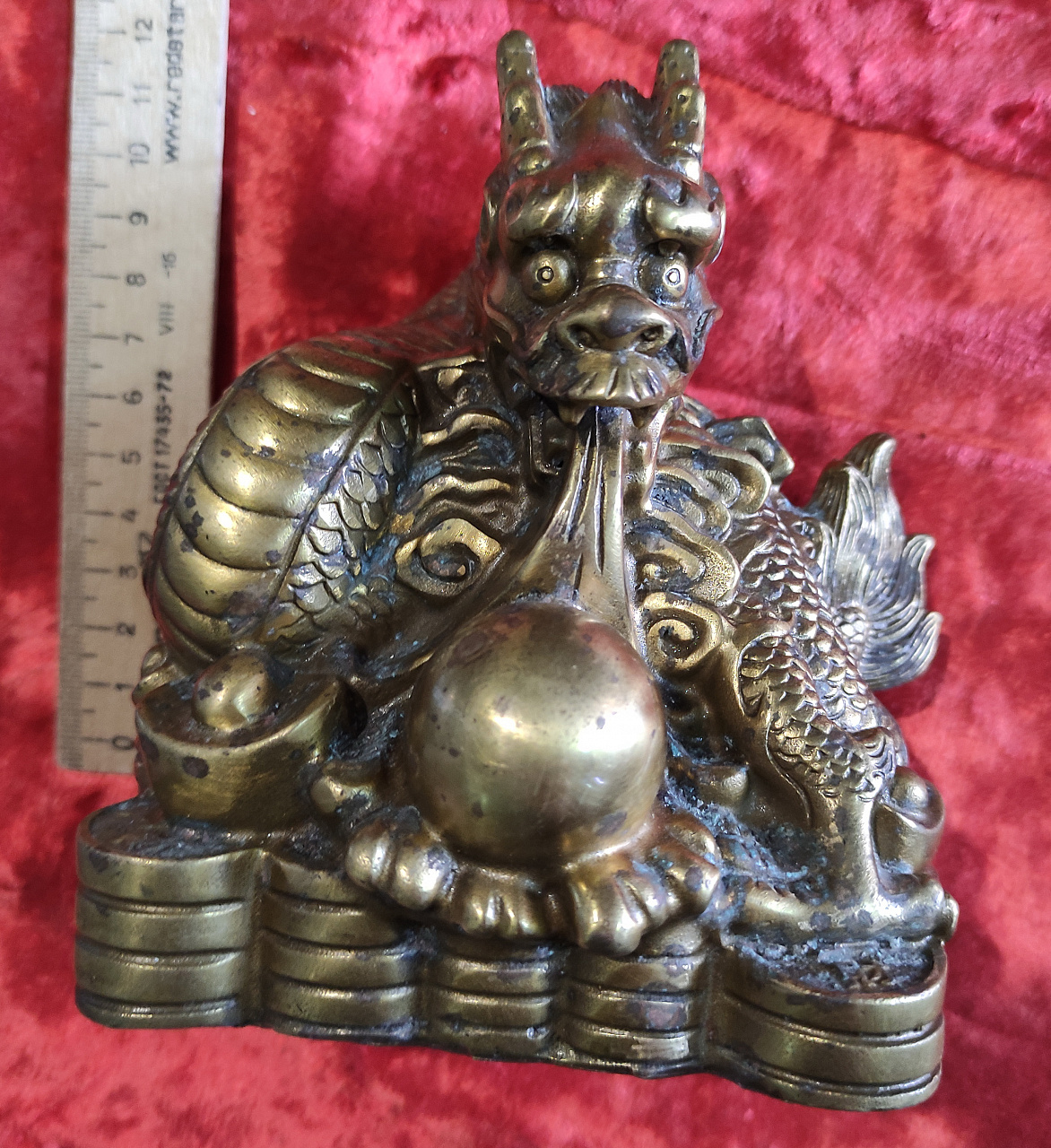 бронзовая статуэтка Дракон Будды, символ благополучия фото 6