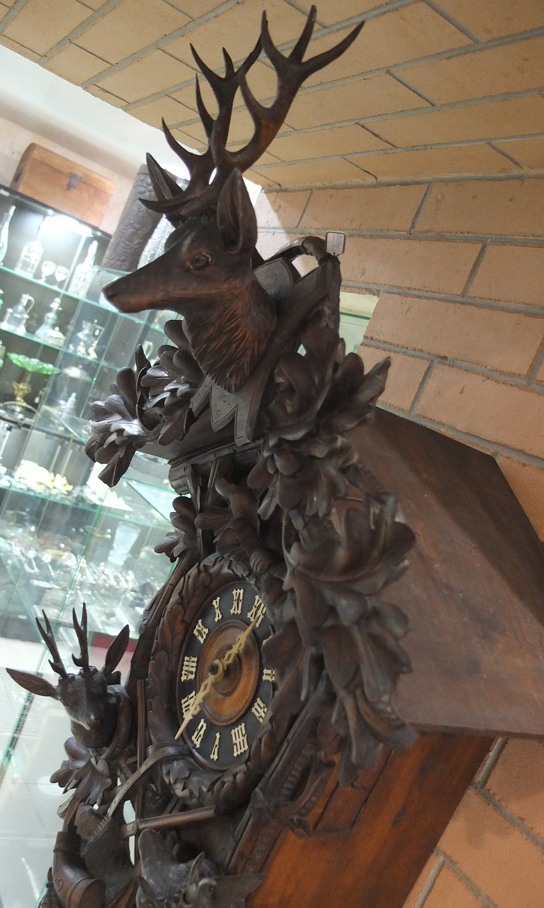 часы охотничья тематика настенные в деревянном корпусе, старинные,  рабочие, Европа фото 5