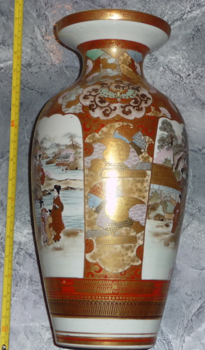 ваза напольная, Япония, живописная роспись, начало 20го века фото 5