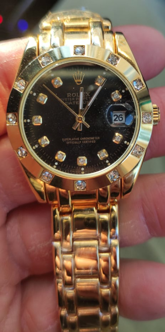 наручные мужские часы Rolex , позолота 18 карат, механика, автоподзавод, новые, копия