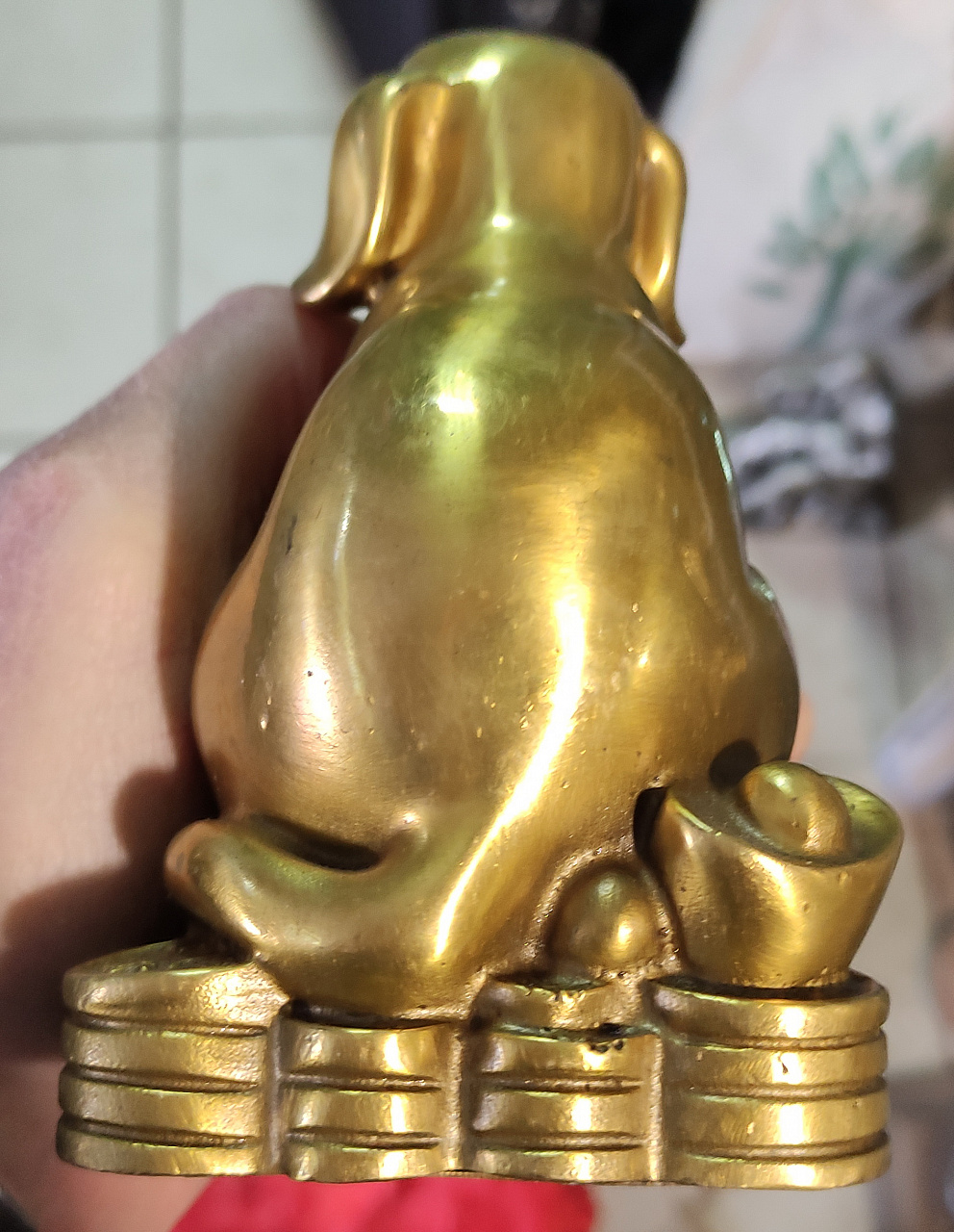 бронзовая статуэтка Пёс Будды, символ благополучия фото 4