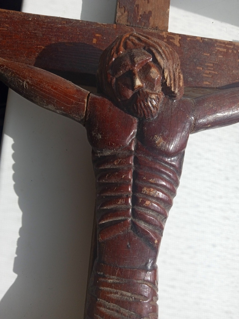 деревянный крест распятие, резьба по дереву, 19 век, царизм