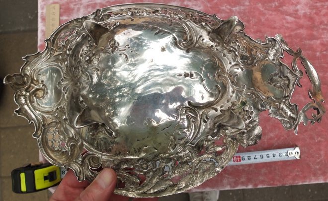серебряная ваза для фруктов и прочего, серебро 800 проба, Германия, 19 век