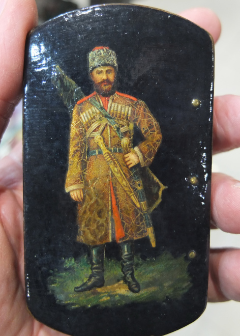 лаковая шкатулка Казак, Императорская Россия, миниатюра