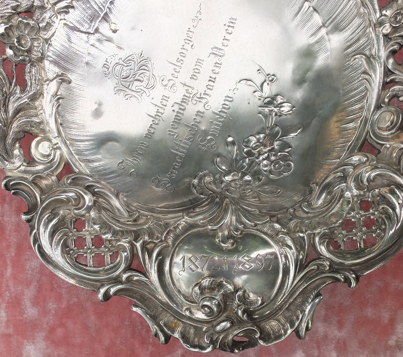 серебряная ваза для фруктов и прочего, серебро 800 проба, Германия, 19 век фото 4