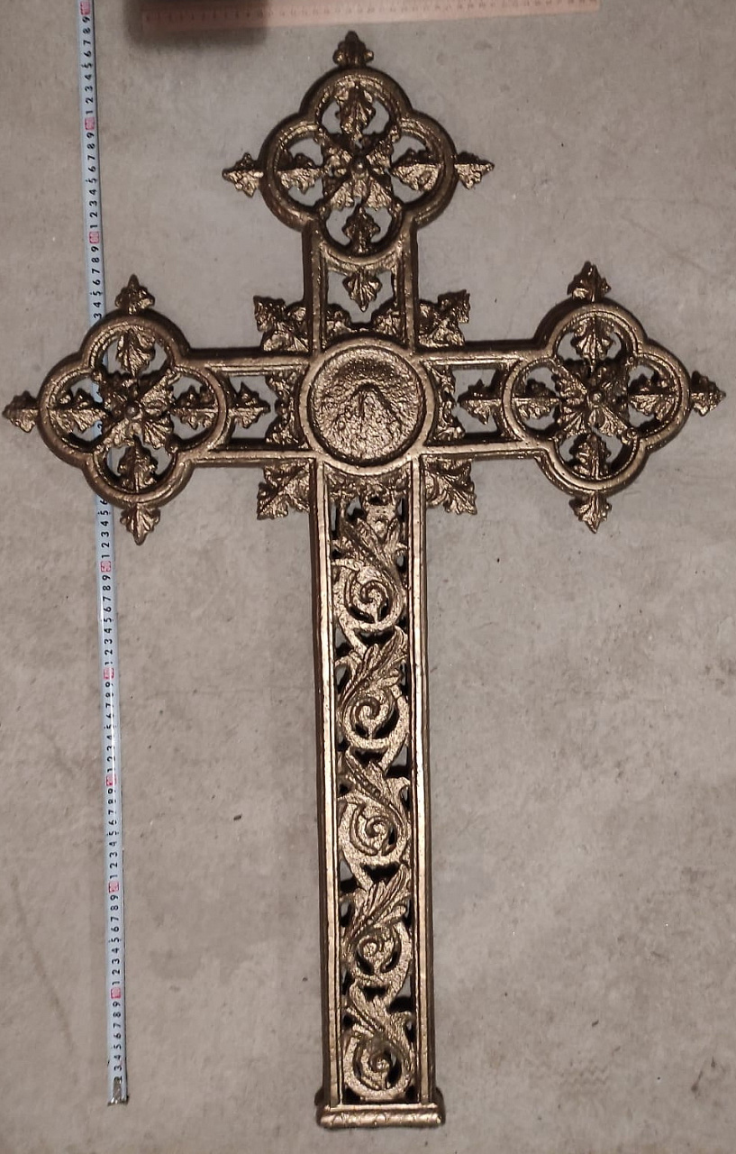 крест церковный бронзовый большой, высота 100 см, 19 век фото 6