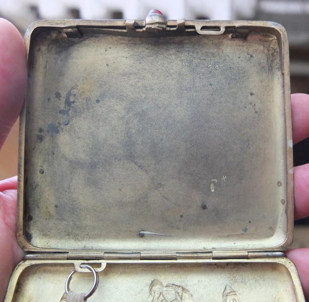 серебряный портсигар Три богатыря, серебро 875 проба, 1930е годы фото 7