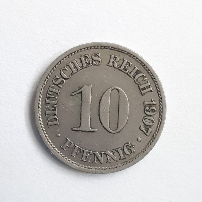 Монета 10 пфеннингов 1907 года АА