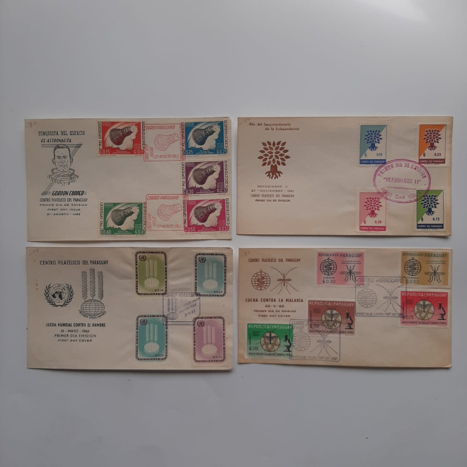 4 конверта с гашением Первого дня Парагвай