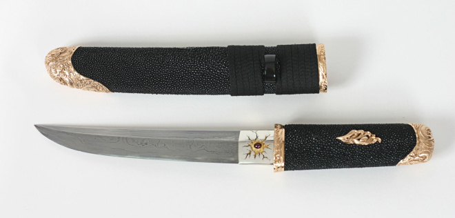 самурайский нож хамидаси, 180 грамм золота,авторская работа